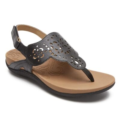 Women Sandals & Wedges | Rockport Ridge Circle Cutout Thong Black